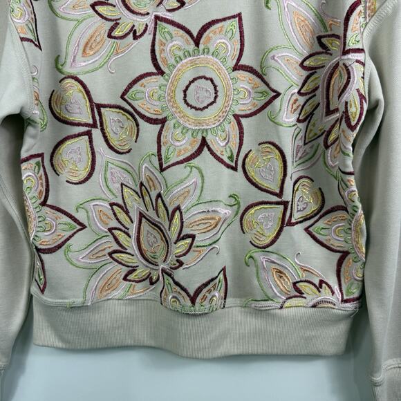 Anthropologie Tiny Helena Embroidered Floral Pullover Sweatshirt XS Bohemian - Picture 4 of 12